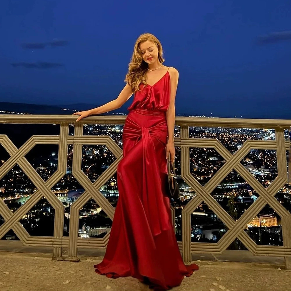 ZARA Luxury Elegant Draped Satin Slip Dress Sexy Low Cut Maxi Dress for Women